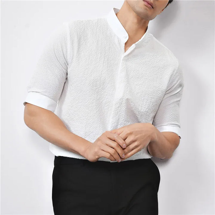 Kendall Woven Band Collar Shirt