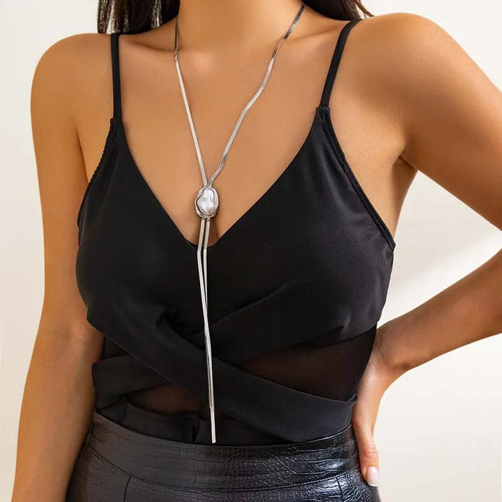 Velour Pearl Drop Necklace