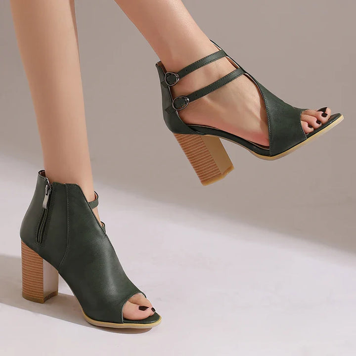 Summer Heeled Leather Sandals
