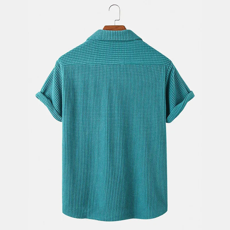 Reagan Waffle Knit Button-Up Shirt