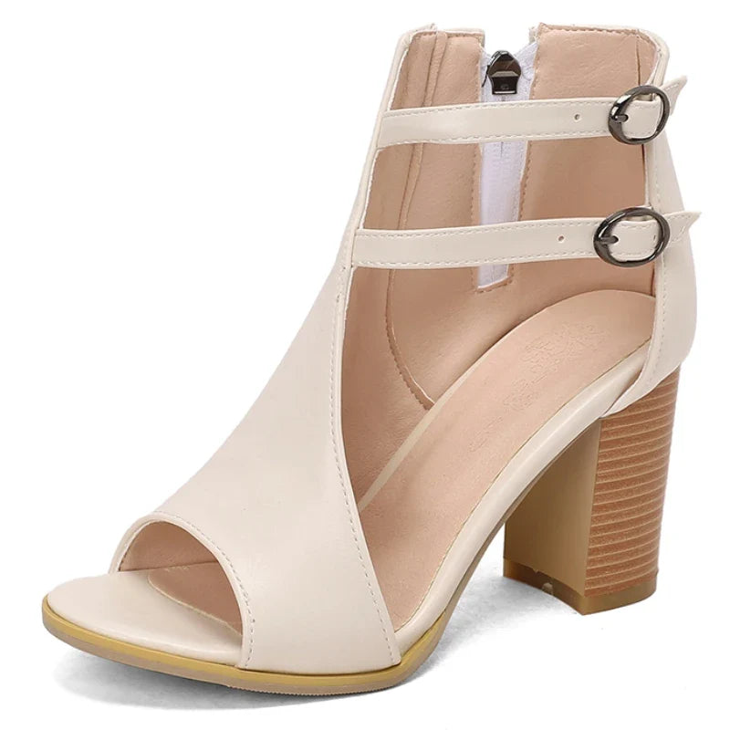 Summer Heeled Leather Sandals