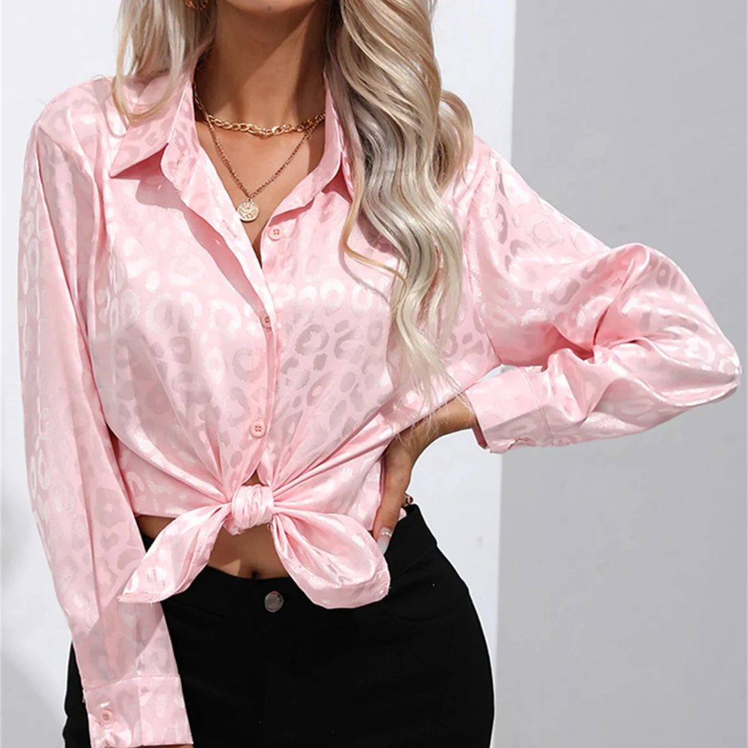 Allison Leopard Satin Blouse