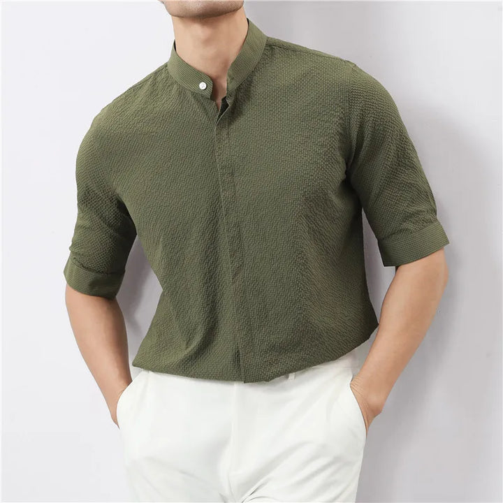 Kendall Woven Band Collar Shirt