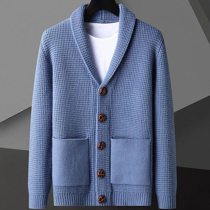 Evan De Luca Waffle-Knit Cardigan