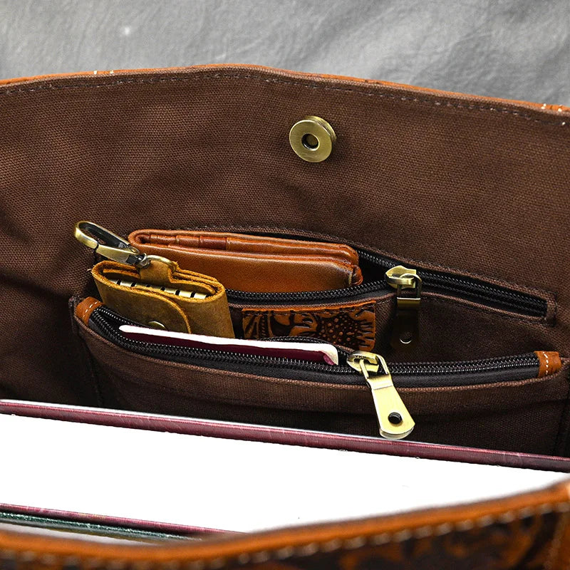 Rachel Floral Embossed Leather Tote