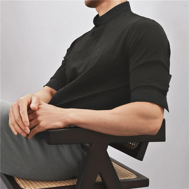 Kendall Woven Band Collar Shirt