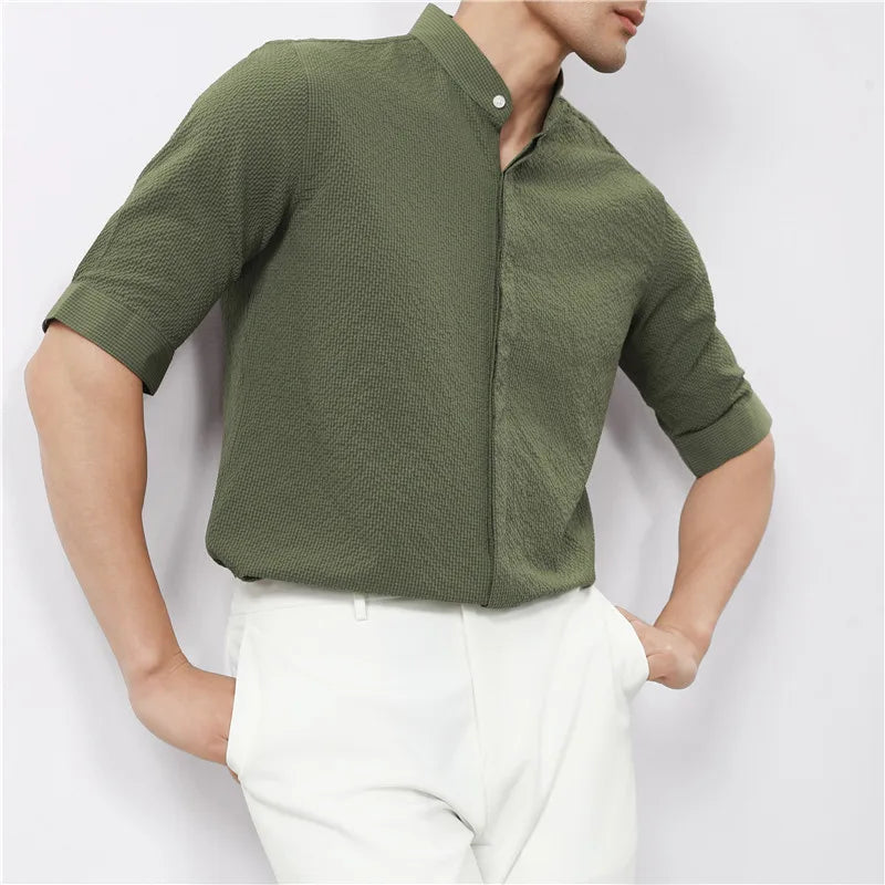 Kendall Woven Band Collar Shirt