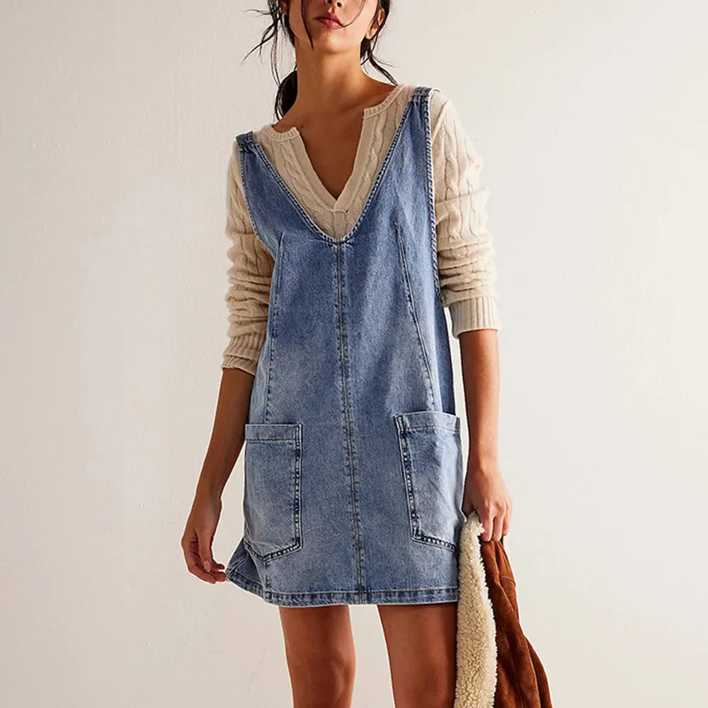 Savannah Denim Overall Dress