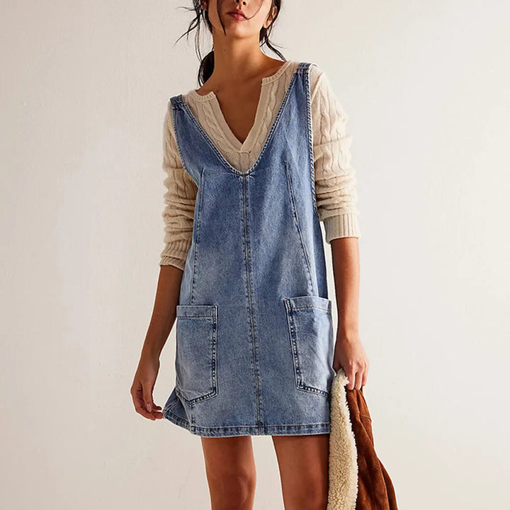 Savannah Denim Overall Dress