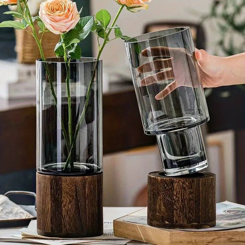 Riley Wood Base Vase