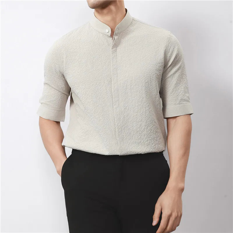 Kendall Woven Band Collar Shirt