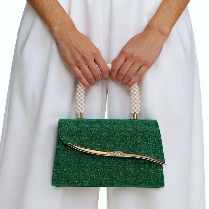 Sterling Sequin Pearl Clutch