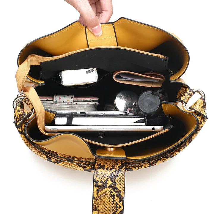 Paige Snake-Embossed Shoulder Bag