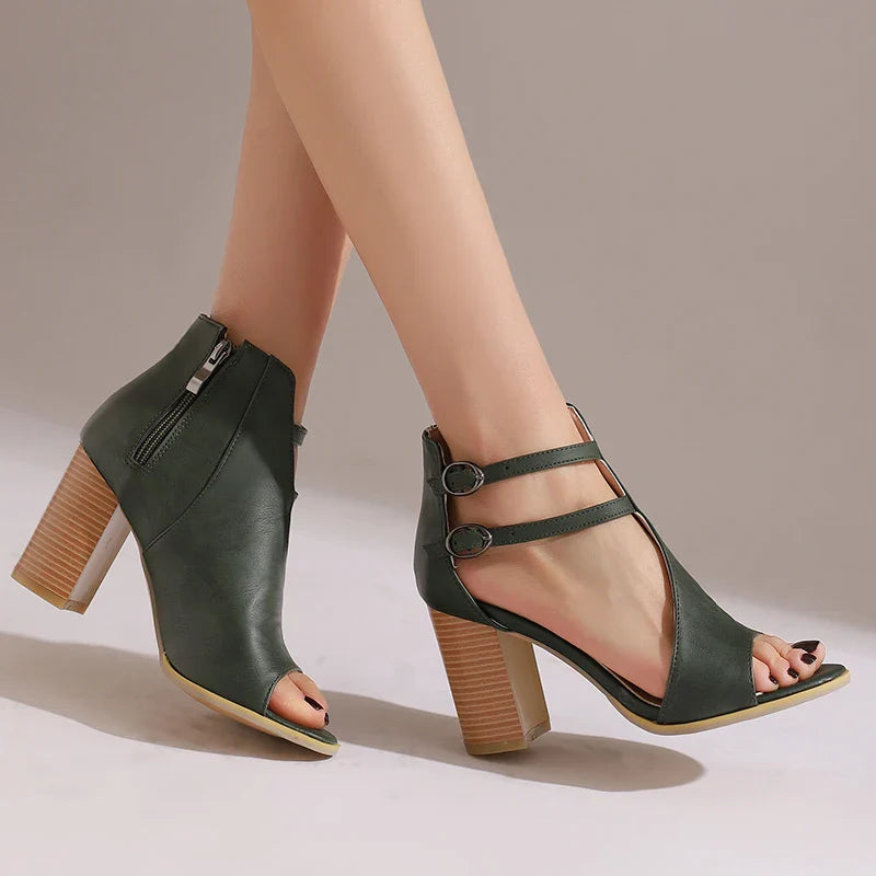 Summer Heeled Leather Sandals