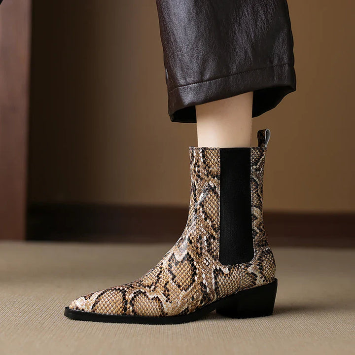 Shelby Snakeskin Leather Bootie