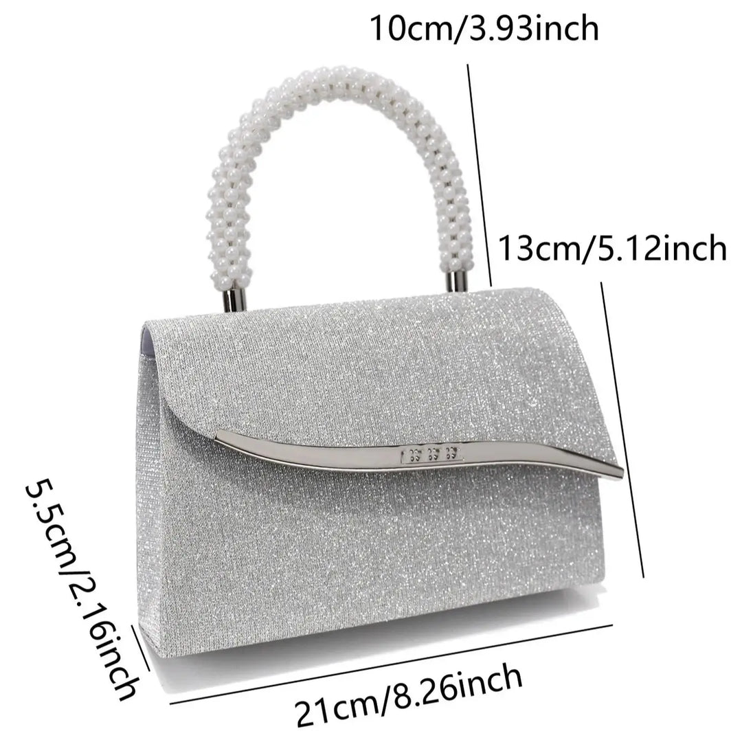 Sterling Sequin Pearl Clutch