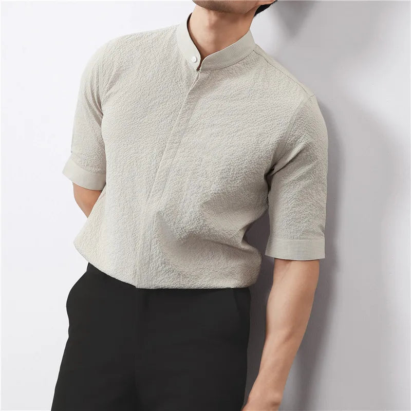 Kendall Woven Band Collar Shirt