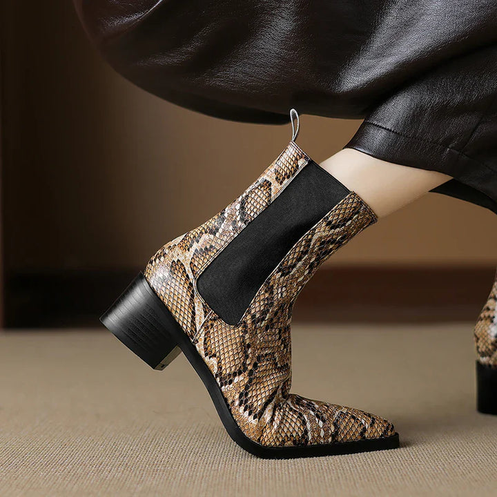 Shelby Snakeskin Leather Bootie