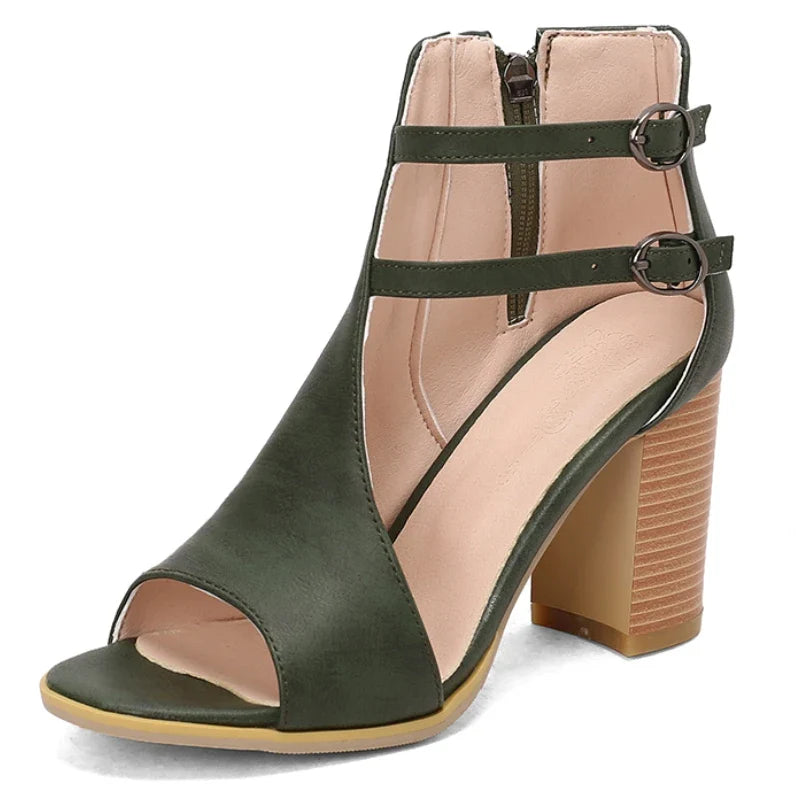 Summer Heeled Leather Sandals