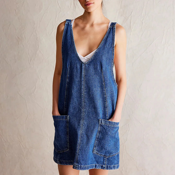 Savannah Denim Overall Dress
