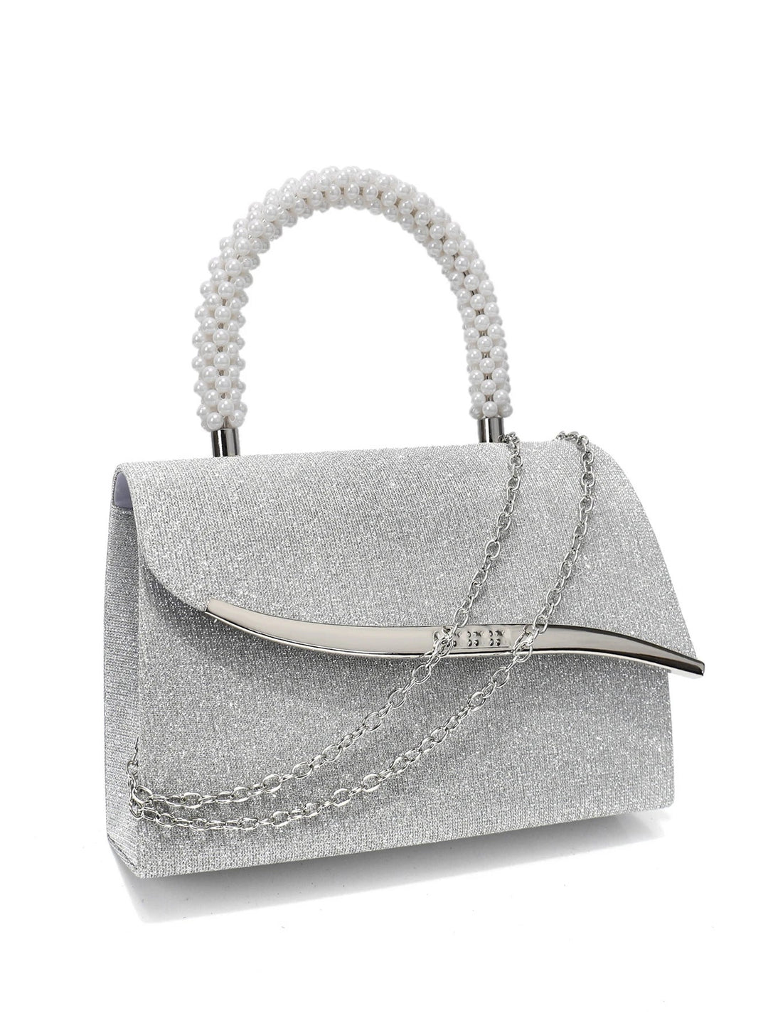 Sterling Sequin Pearl Clutch