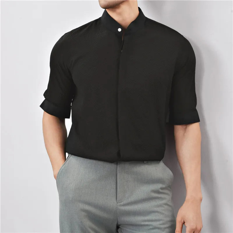 Kendall Woven Band Collar Shirt