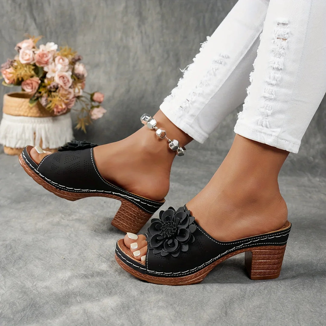 Whitney Floral Block Heel