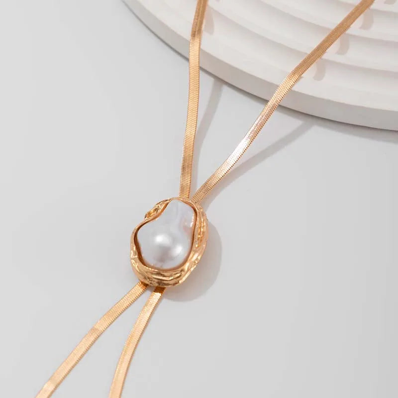 Velour Pearl Drop Necklace