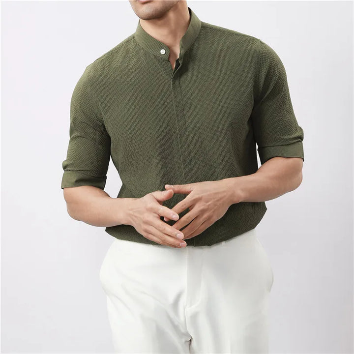 Kendall Woven Band Collar Shirt