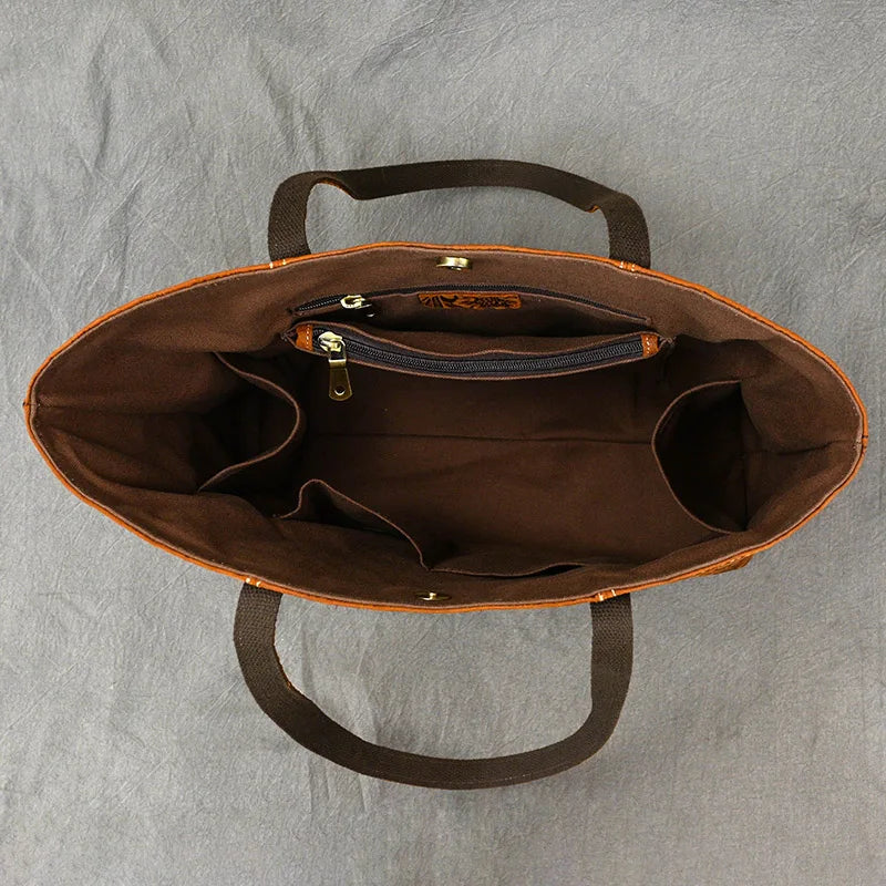 Rachel Floral Embossed Leather Tote