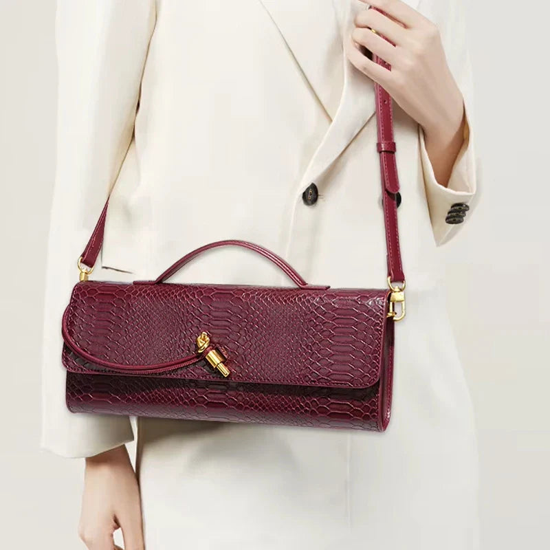 Jessica Snake Print Clutch