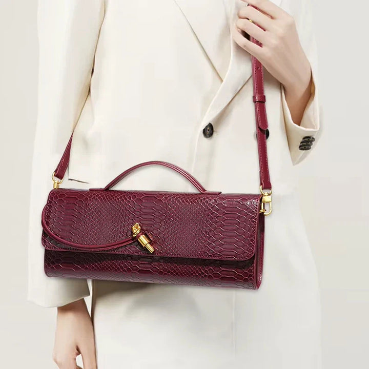 Jessica Snake Print Clutch