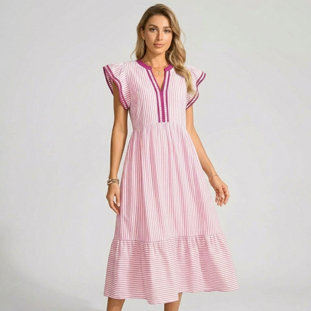 Whitney Flutter Sleeve Midi Dress