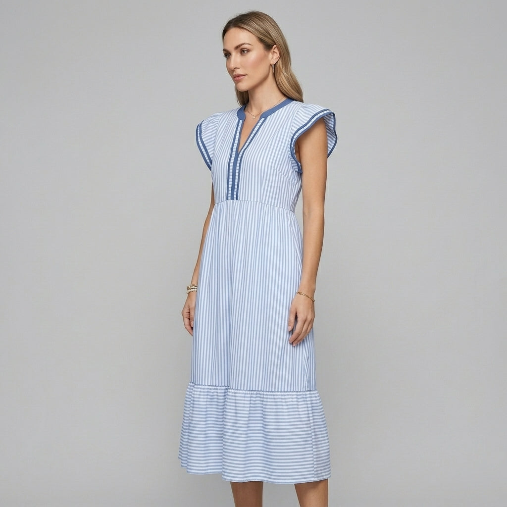 Whitney Flutter Sleeve Midi Dress