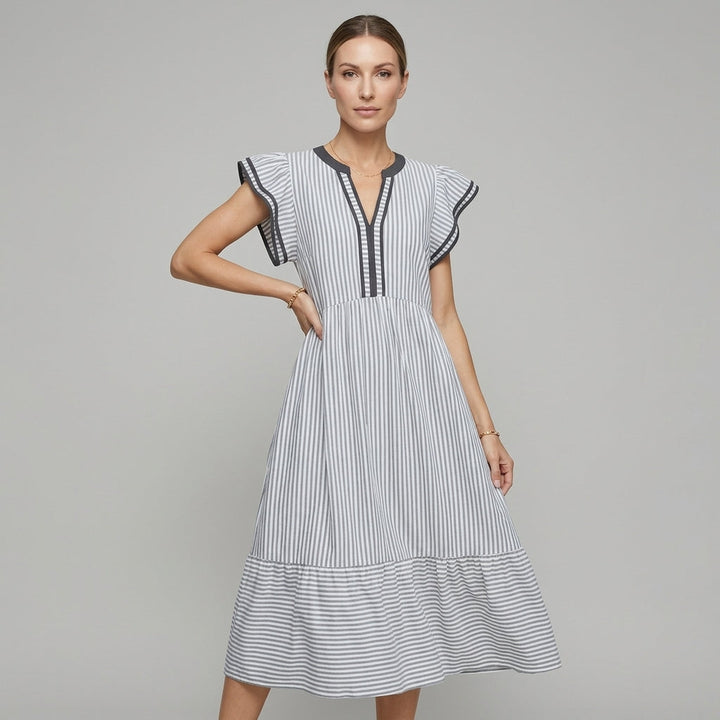 Whitney Flutter Sleeve Midi Dress