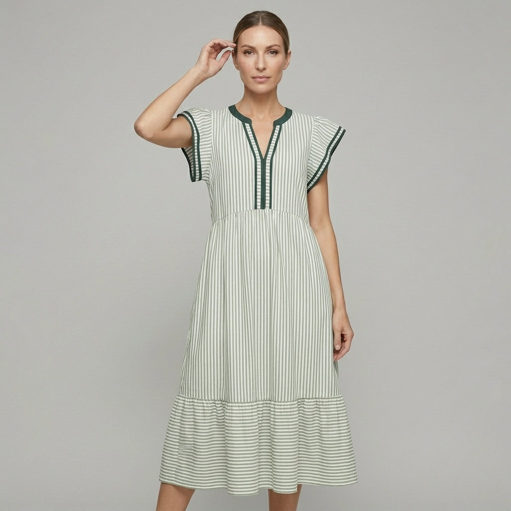 Whitney Flutter Sleeve Midi Dress