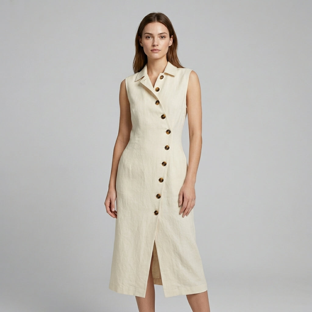 Taylor Asymmetric Button Maxi Dress