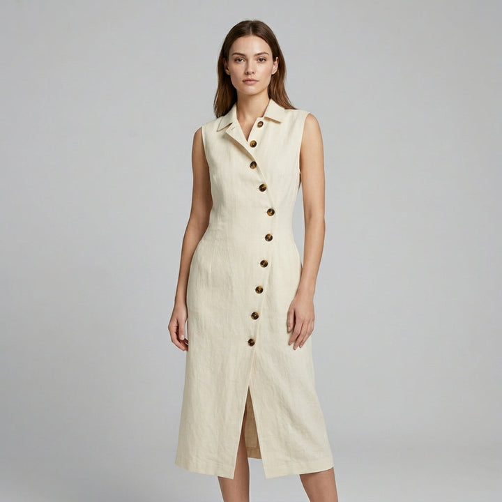 Taylor Asymmetric Button Maxi Dress