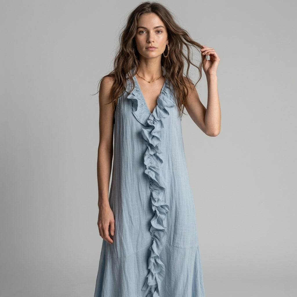 Savannah Cascading Ruffle Midi Dress