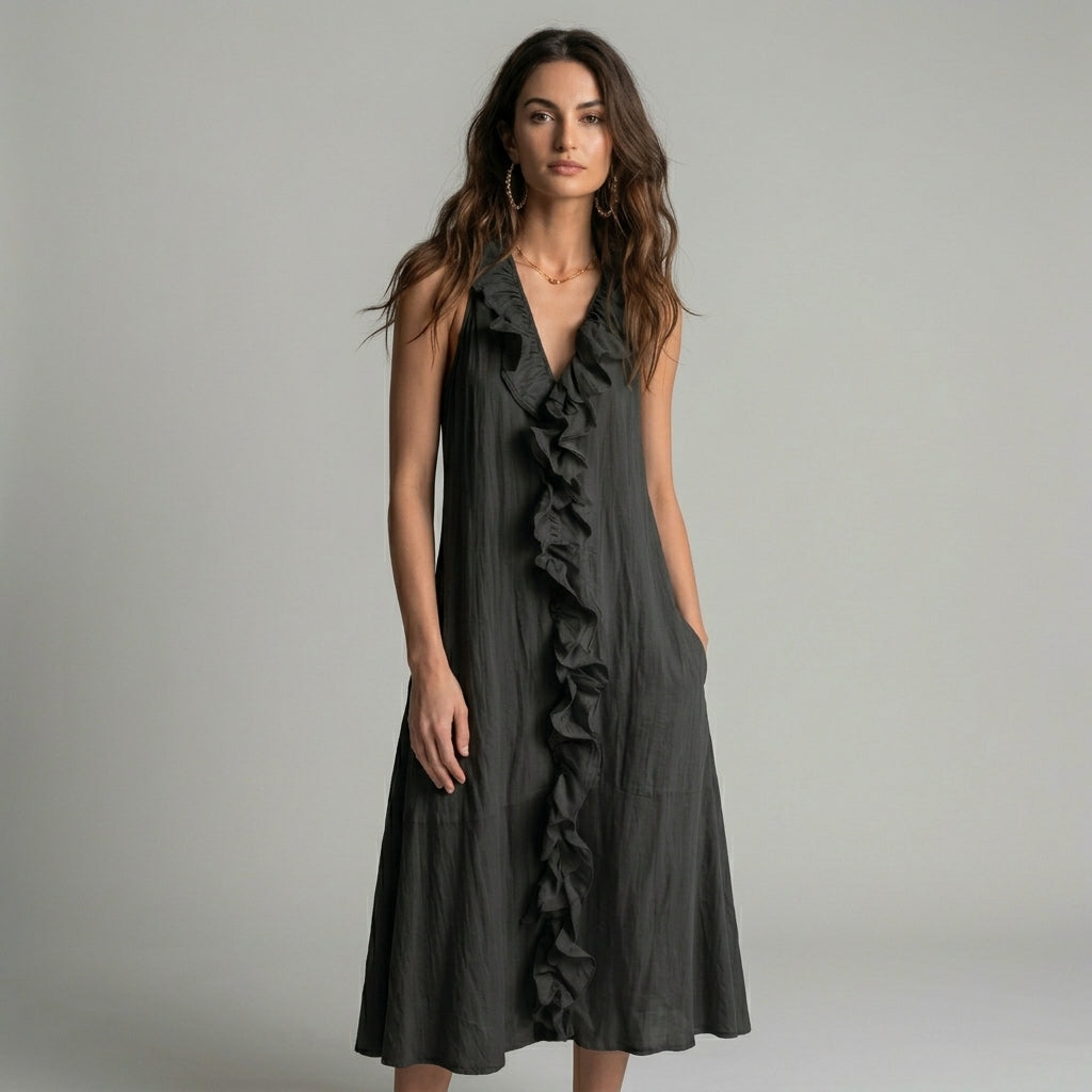 Savannah Cascading Ruffle Midi Dress
