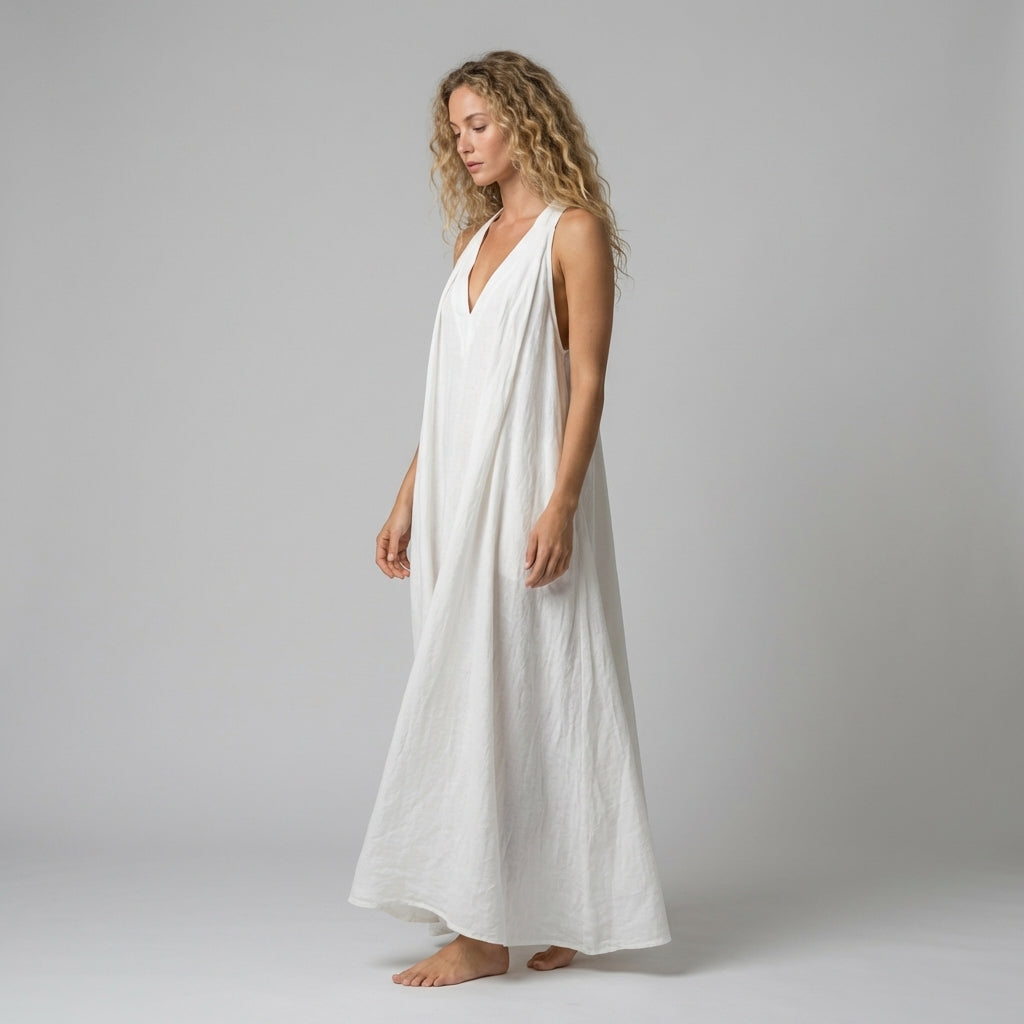 Summer Crinkle Halter Maxi Dress