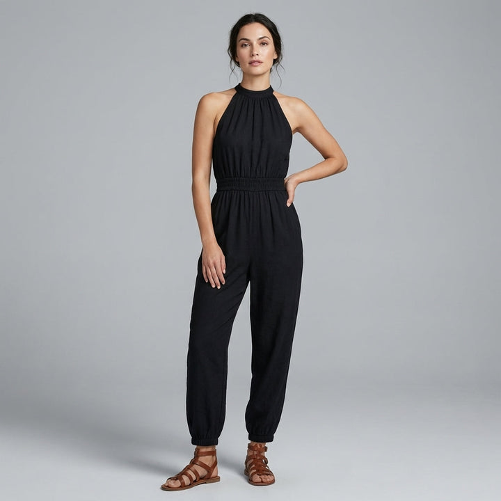 Allison Halter Smocked Jumpsuit