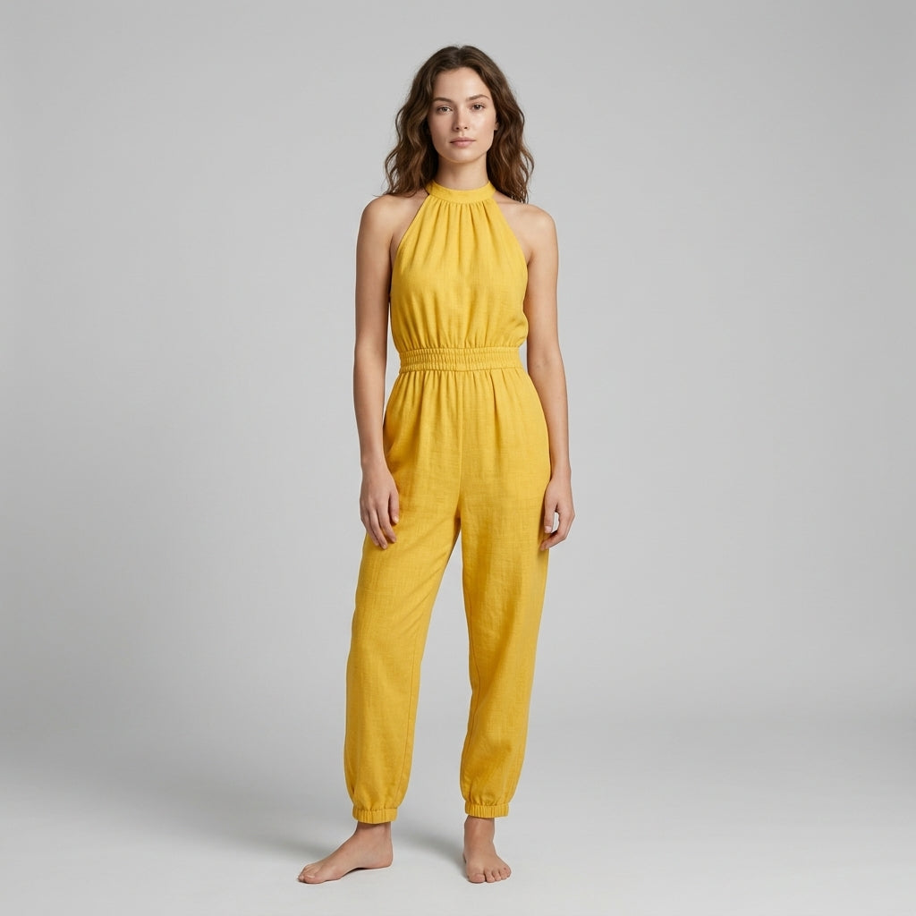 Allison Halter Smocked Jumpsuit