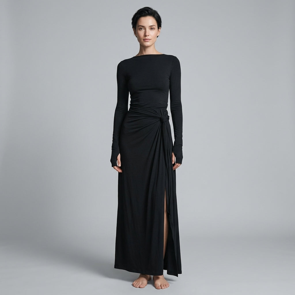 Lindsey Knotted Draped Maxi Dress