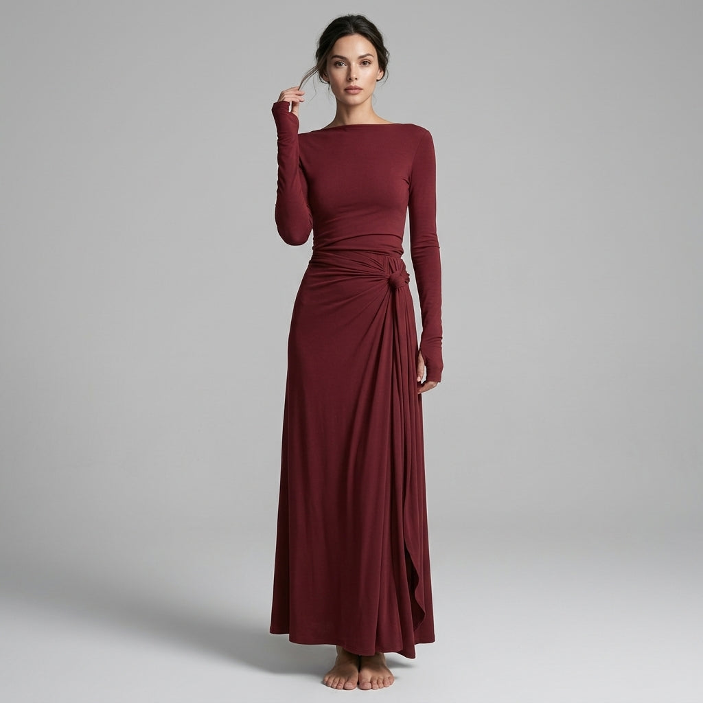 Lindsey Knotted Draped Maxi Dress