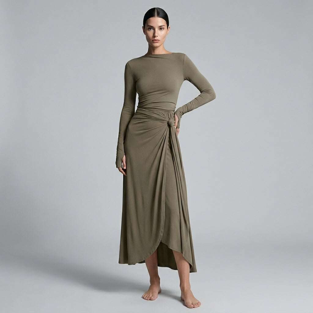 Lindsey Knotted Draped Maxi Dress