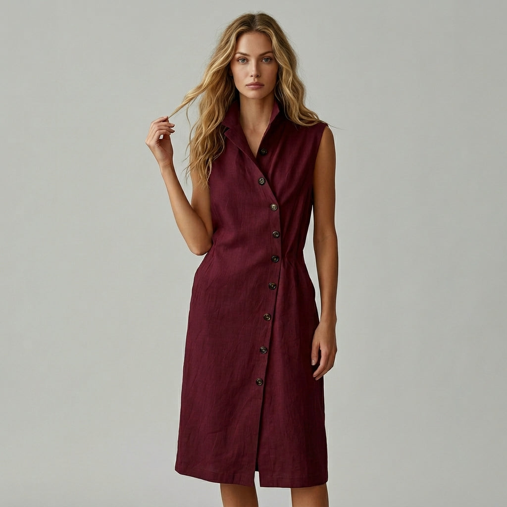 Taylor Asymmetric Button Maxi Dress