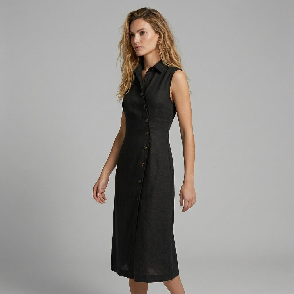 Taylor Asymmetric Button Maxi Dress