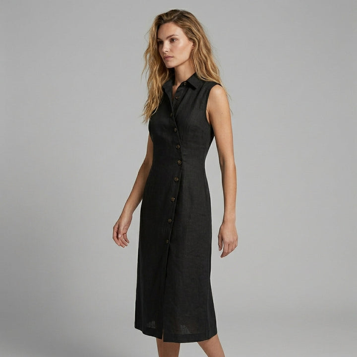 Taylor Asymmetric Button Maxi Dress