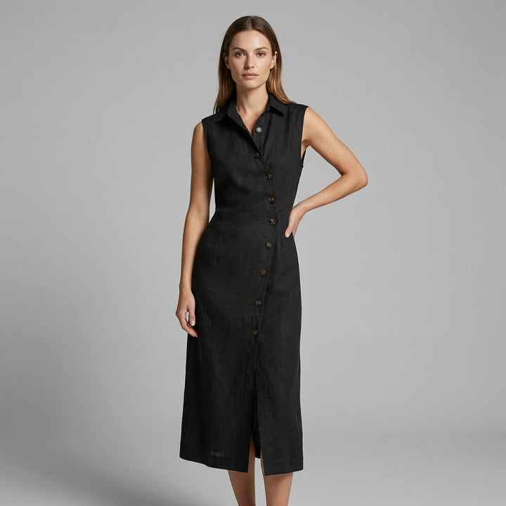 Taylor Asymmetric Button Maxi Dress